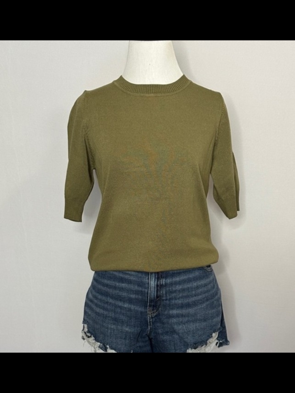 Olive Short Sleeve Knit Top